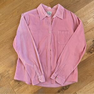 LL Bean Pink Corduroy Button-Up Shirt with Pocket